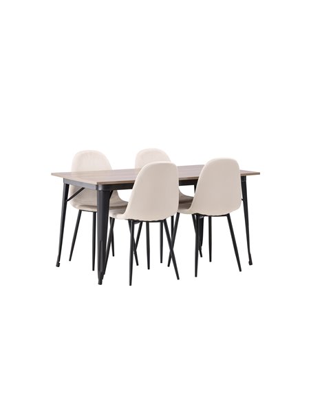 Matgrupp Tempe med Polar matstolar, 140 × 80 cm