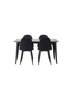 Matgrupp Tempe med Polar matstolar, 140 × 80 cm
