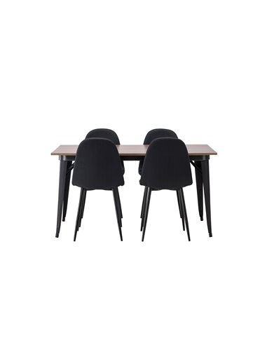 Matgrupp Tempe med Polar matstolar, 140 × 80 cm