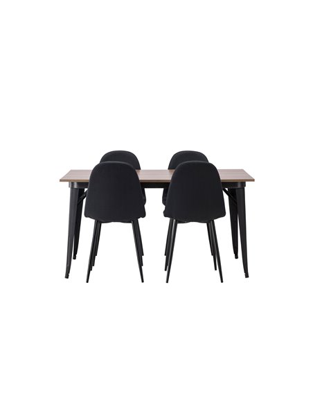 Matgrupp Tempe med Polar matstolar, 140 × 80 cm