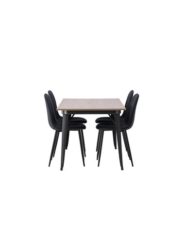 Matgrupp Tempe med Polar matstolar, 140 × 80 cm