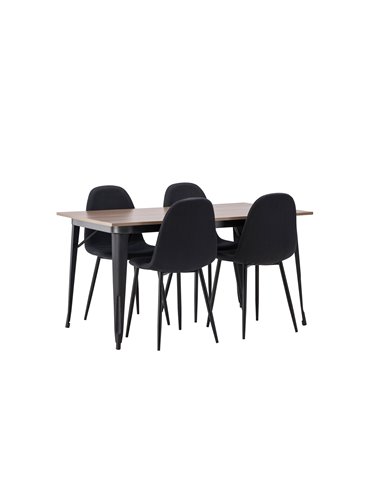 Matgrupp Tempe med Polar matstolar, 140 × 80 cm