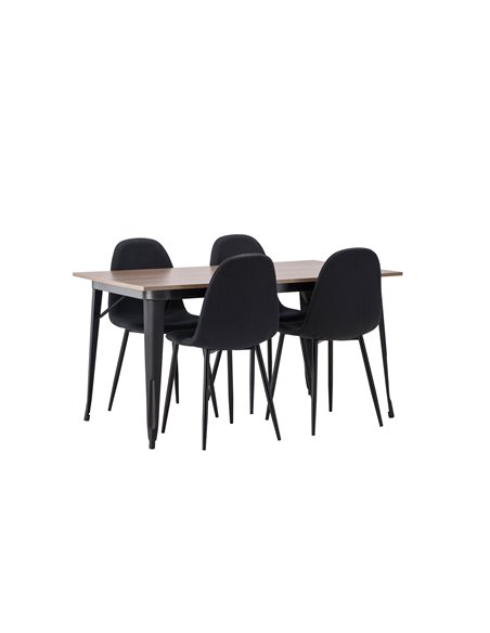 Matgrupp Tempe med Polar matstolar, 140 × 80 cm