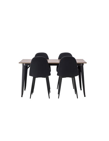 Matgrupp Tempe med Polar matstolar, 140 × 80 cm