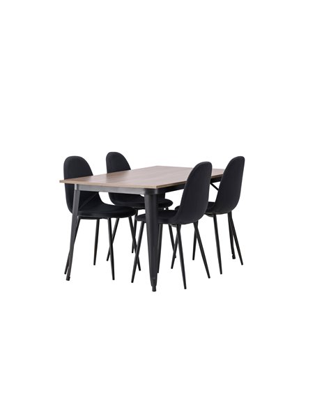 Matgrupp Tempe med Polar matstolar, 140 × 80 cm