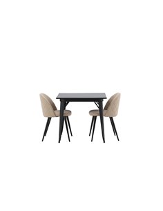 Matgrupp Tempe med Velvet matstolar, 80 × 80 cm