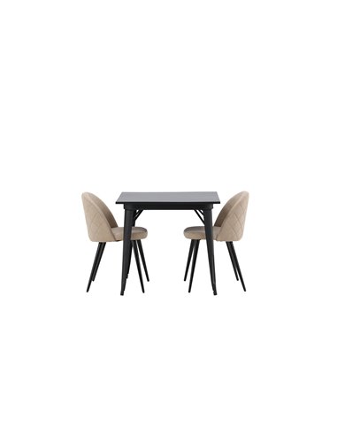 Matgrupp Tempe med Velvet matstolar, 80 × 80 cm