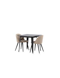 Matgrupp Tempe med Velvet matstolar, 80 × 80 cm 2