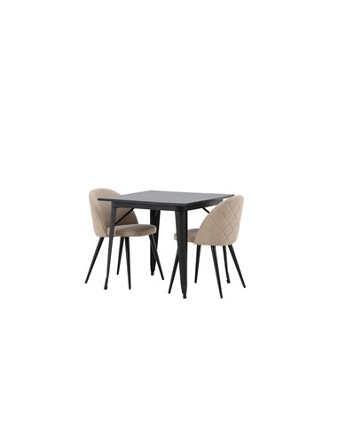 Matgrupp Tempe med Velvet matstolar, 80 × 80 cm