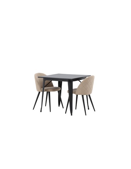 Matgrupp Tempe med Velvet matstolar, 80 × 80 cm
