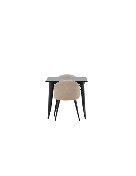 Matgrupp Tempe med Velvet matstolar, 80 × 80 cm