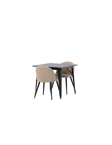 Matgrupp Tempe med Velvet matstolar, 80 × 80 cm