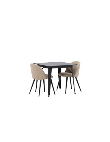 Matgrupp Tempe med Velvet matstolar, 80 × 80 cm