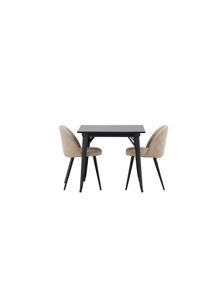 Matgrupp Tempe med Velvet matstolar, 80 × 80 cm
