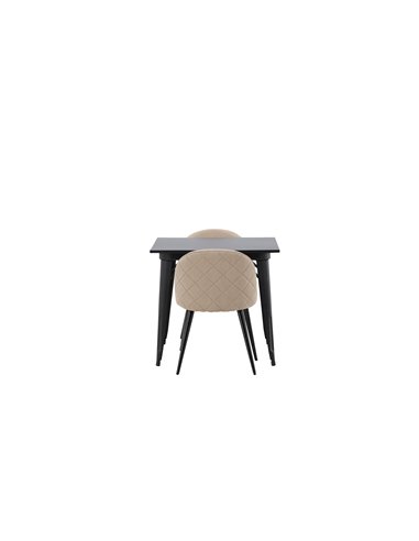 Matgrupp Tempe med Velvet matstolar, 80 × 80 cm