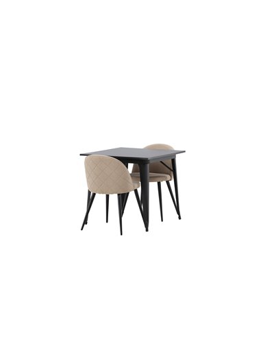 Matgrupp Tempe med Velvet matstolar, 80 × 80 cm
