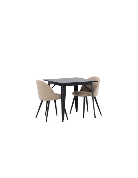 Matgrupp Tempe med Velvet matstolar, 80 × 80 cm