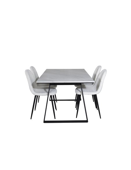 Matgrupp Estelle med Polar matstolar, 140 × 90 cm