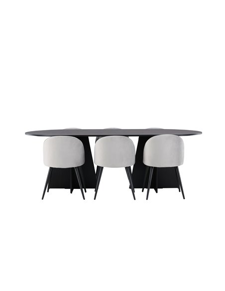 Matgrupp Bootcut med Velvet matstolar, 230 × 115 cm