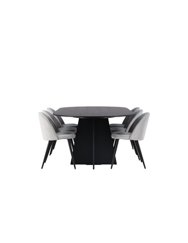 Matgrupp Bootcut med Velvet matstolar, 230 × 115 cm