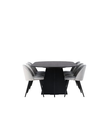 Matgrupp Bootcut med Velvet matstolar, 230 × 115 cm
