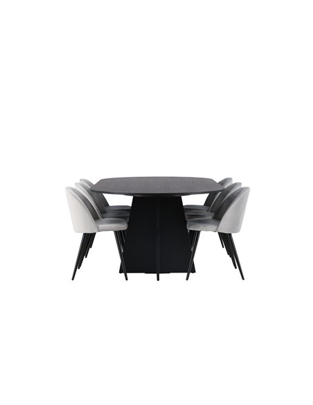 Matgrupp Bootcut med Velvet matstolar, 230 × 115 cm