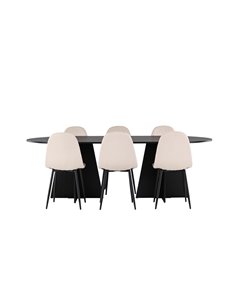 Matgrupp Bootcut med Polar matstolar, 230 × 115 cm