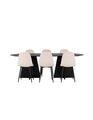 Matgrupp Bootcut med Polar matstolar, 230 × 115 cm
