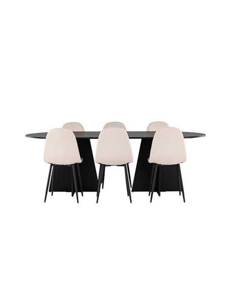 Matgrupp Bootcut med Polar matstolar, 230 × 115 cm