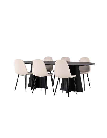 Matgrupp Bootcut med Polar matstolar, 230 × 115 cm