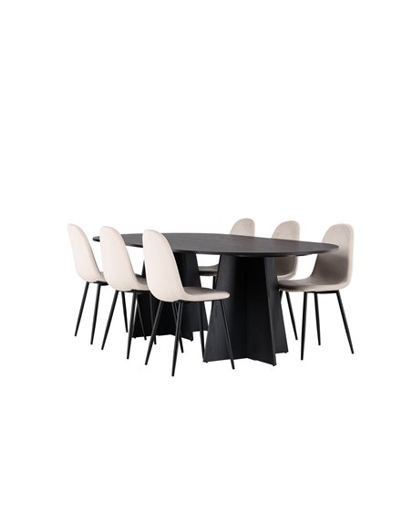 Matgrupp Bootcut med Polar matstolar, 230 × 115 cm