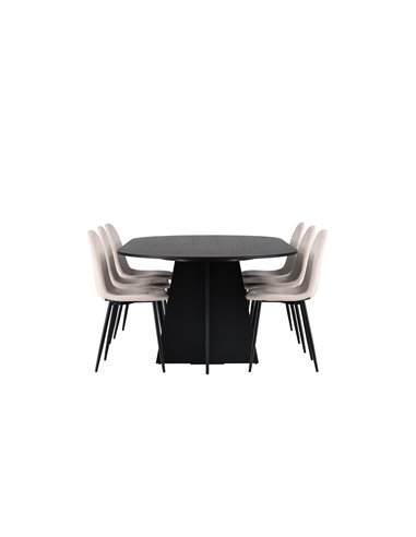 Matgrupp Bootcut med Polar matstolar, 230 × 115 cm