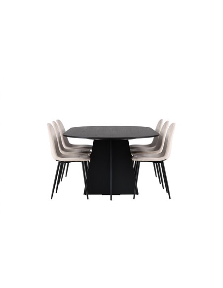 Matgrupp Bootcut med Polar matstolar, 230 × 115 cm