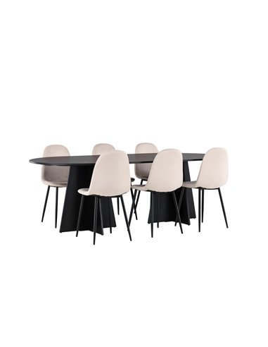Matgrupp Bootcut med Polar matstolar, 230 × 115 cm