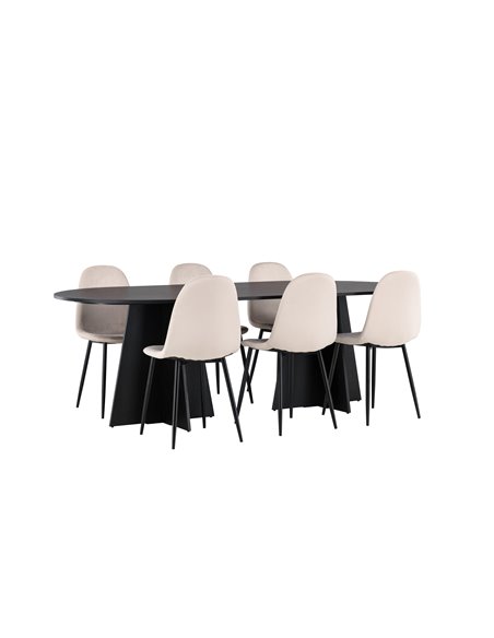Matgrupp Bootcut med Polar matstolar, 230 × 115 cm
