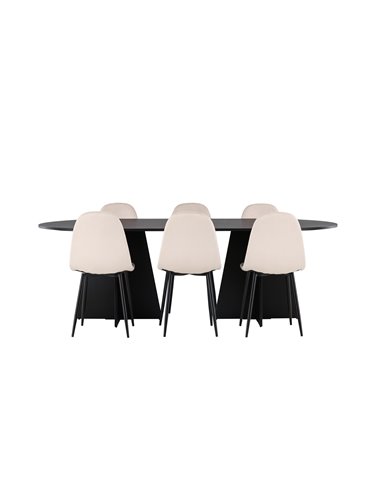 Matgrupp Bootcut med Polar matstolar, 230 × 115 cm