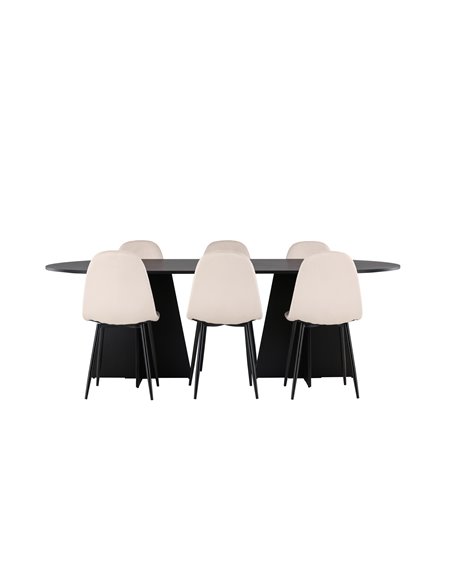 Matgrupp Bootcut med Polar matstolar, 230 × 115 cm