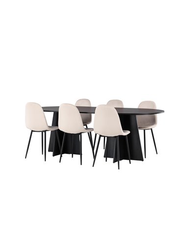 Matgrupp Bootcut med Polar matstolar, 230 × 115 cm