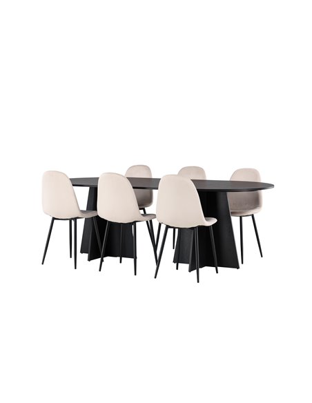 Matgrupp Bootcut med Polar matstolar, 230 × 115 cm