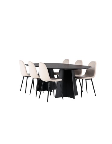 Matgrupp Bootcut med Polar matstolar, 230 × 115 cm