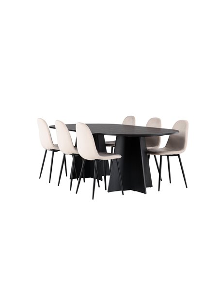 Matgrupp Bootcut med Polar matstolar, 230 × 115 cm