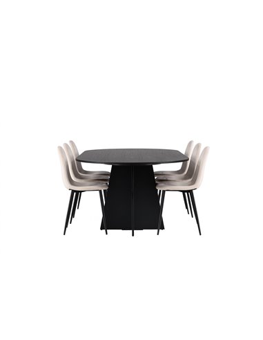 Matgrupp Bootcut med Polar matstolar, 230 × 115 cm