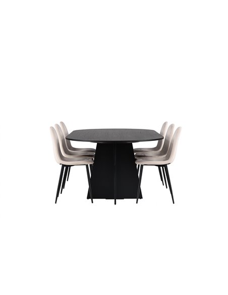 Matgrupp Bootcut med Polar matstolar, 230 × 115 cm