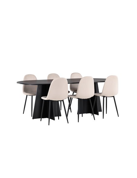 Matgrupp Bootcut med Polar matstolar, 230 × 115 cm
