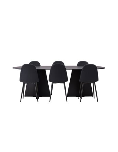 Matgrupp Bootcut med Polar matstolar, 230 × 115 cm