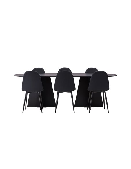 Matgrupp Bootcut med Polar matstolar, 230 × 115 cm