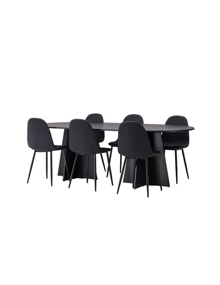 Matgrupp Bootcut med Polar matstolar, 230 × 115 cm
