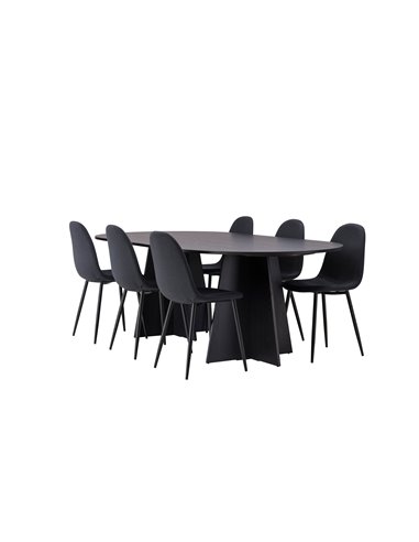 Matgrupp Bootcut med Polar matstolar, 230 × 115 cm