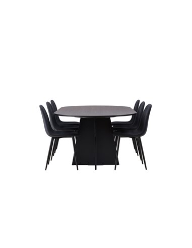 Matgrupp Bootcut med Polar matstolar, 230 × 115 cm