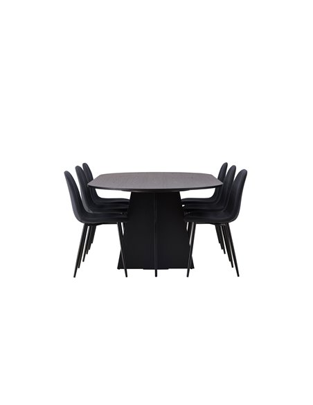Matgrupp Bootcut med Polar matstolar, 230 × 115 cm